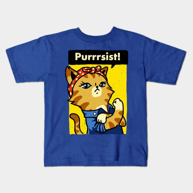 Purrrsist! Kids T-Shirt by vo_maria